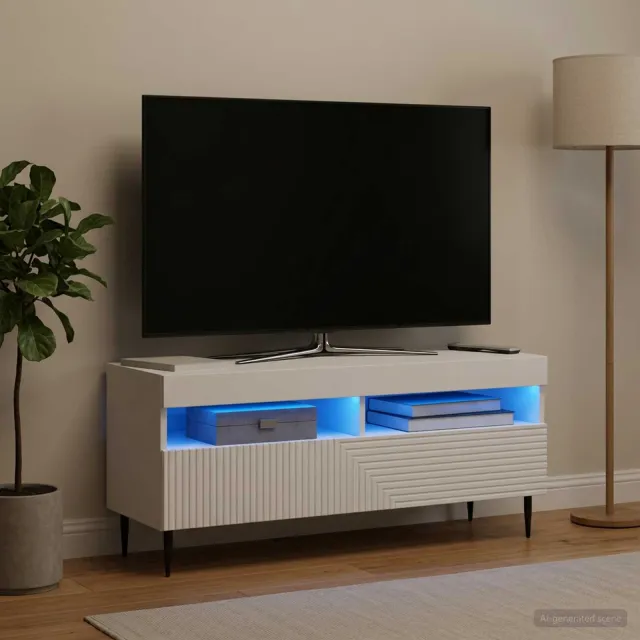 vidaXL LED tv-meubel HAARLEM 100 x 35 x 43 cm Wit Bewerkt hout, foto 2