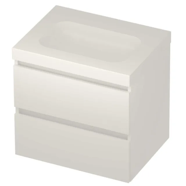 Basic-Line Moby 46 Badmeubelset Polystone Zonder Kraangat 60x46x58 cm Mat White Glans Wit