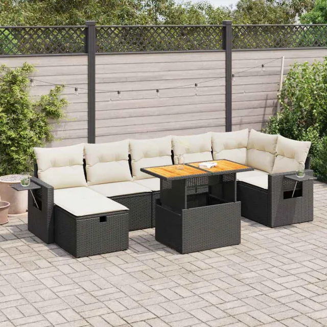 vidaXL 5-delige Loungeset met kussens poly rattan acacia zwart, foto 2