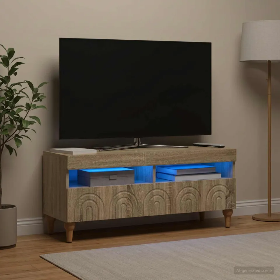 vidaXL LED tv-meubel ALKMAAR 100 x 35 x 43 cm Sonoma Eiken, foto 4
