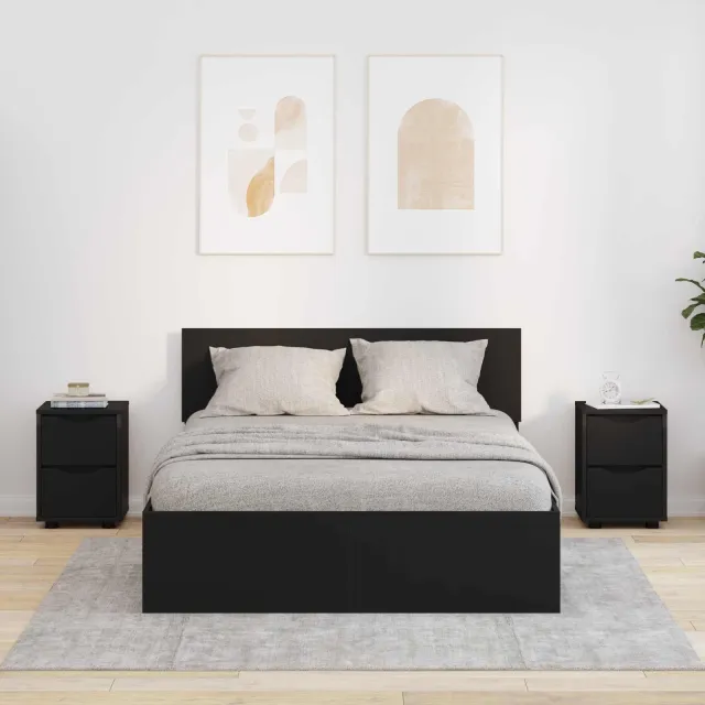 vidaXL Nachtkastjes 2 st Zwart 30,5 x 30 x 43 cm Bewerkt hout