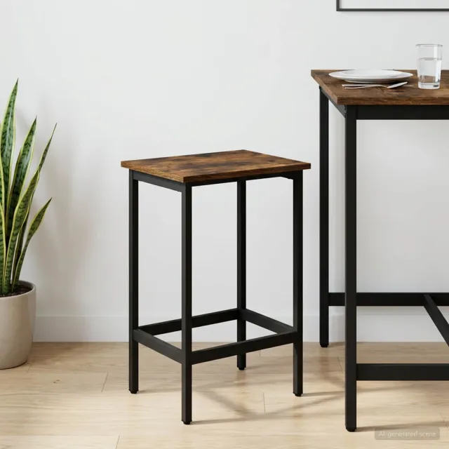 vidaXL Barkruk Gerookt eiken 40 x 32 x 64 cm Bewerkt hout, foto 2