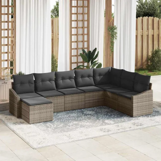 vidaXL Tuin Sofa Set 8 st Grijs poly rattan, foto 2