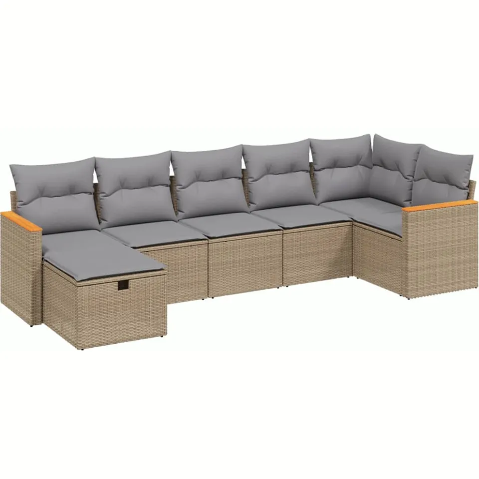 vidaXL Patio Sofa Set 7 st 6-zits Beige en Grijs, foto 3
