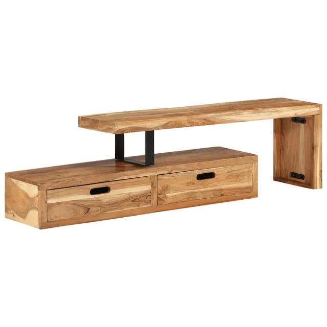 vidaXL Tv-meubel (118-200) x 30 x 40 cm massief acaciahout Bruin
