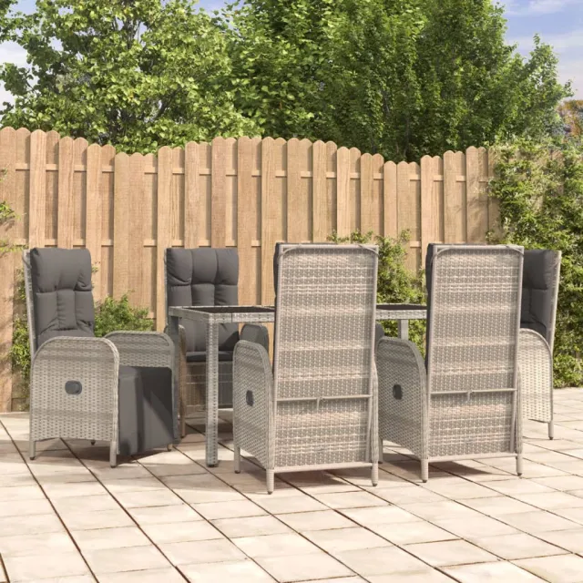 vidaXL 7-delige Tuinset met kussens poly rattan grijs, foto 2