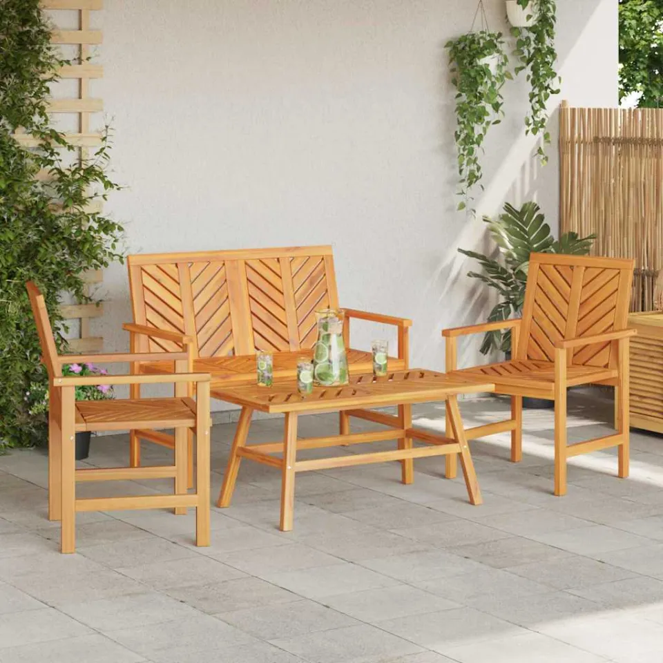 vidaXL Tuin loungeset 4 st Bruin Massief Acaciahout, foto 3