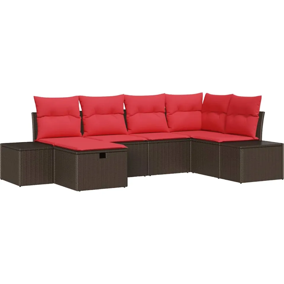 vidaXL Tuin Sofa Set 6 st Bruin poly rattan