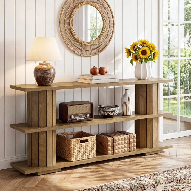 Prime Homely Prime Home Consoletafel - Haltafel - Woonkamermeubilair - Industrieel - 160 x 30 x 86cm - Donker Kaki
