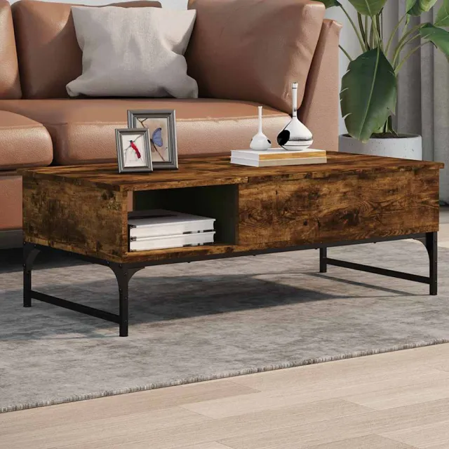 vidaXL Salontafel 100x50x35 cm bewerkt hout en metaal gerookt eiken, foto 2
