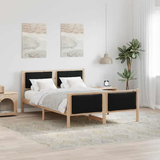 vidaXL Bedframe met hoofdeinde Zwart 160 x 200 cm Stof Bruin