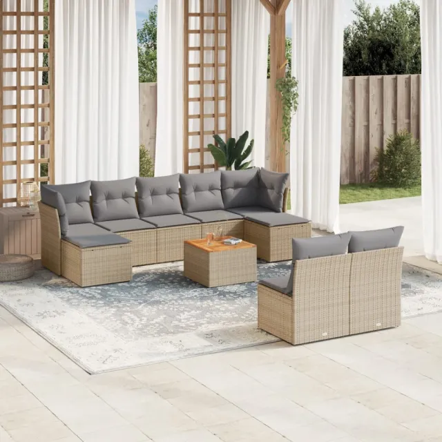 vidaXL Patio Sofa Set 10-zits Mix Beige and Light Grey, foto 2