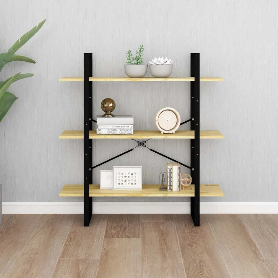 vidaXL Boekenkast met 3 schappen 100x30x105 cm massief grenenhout bruin, foto 2