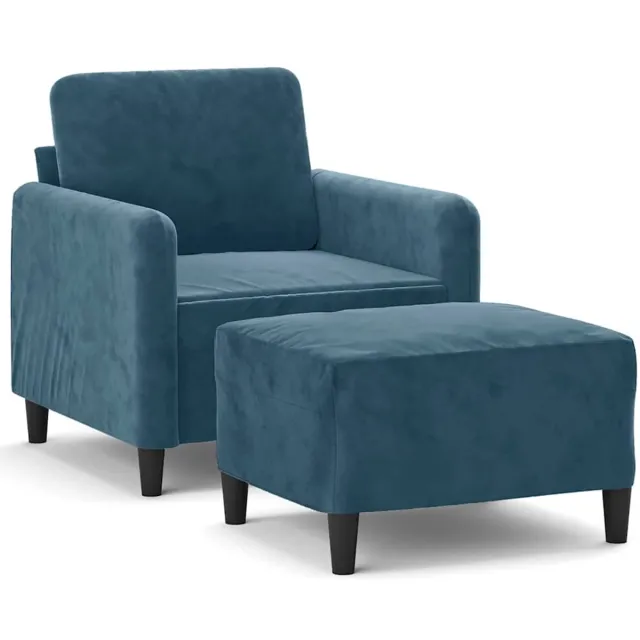 vidaXL Fauteuil - met - voetenbank - 60 - cm - fluweel - blauw