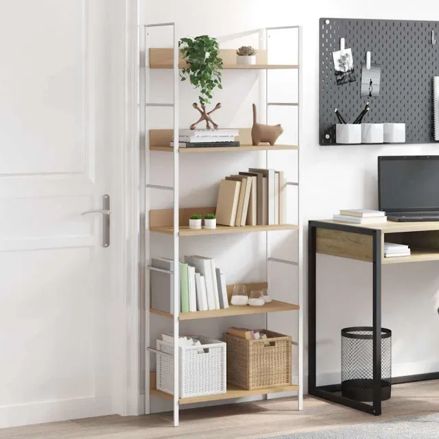 vidaXL Boekenkast 5 schappen 60x27,6x158,5 cm bewerkt hout eikenkleur, foto 2