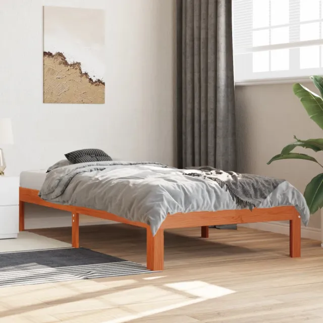 vidaXL Bedframe zonder matras massief grenenhout wasbruin 90x190 cm bruin