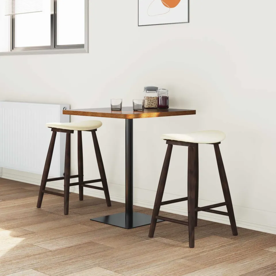 vidaXL Eettafelstoelen 2 st Massief Rubberhout Lichtbruin en licht bruin, foto 3