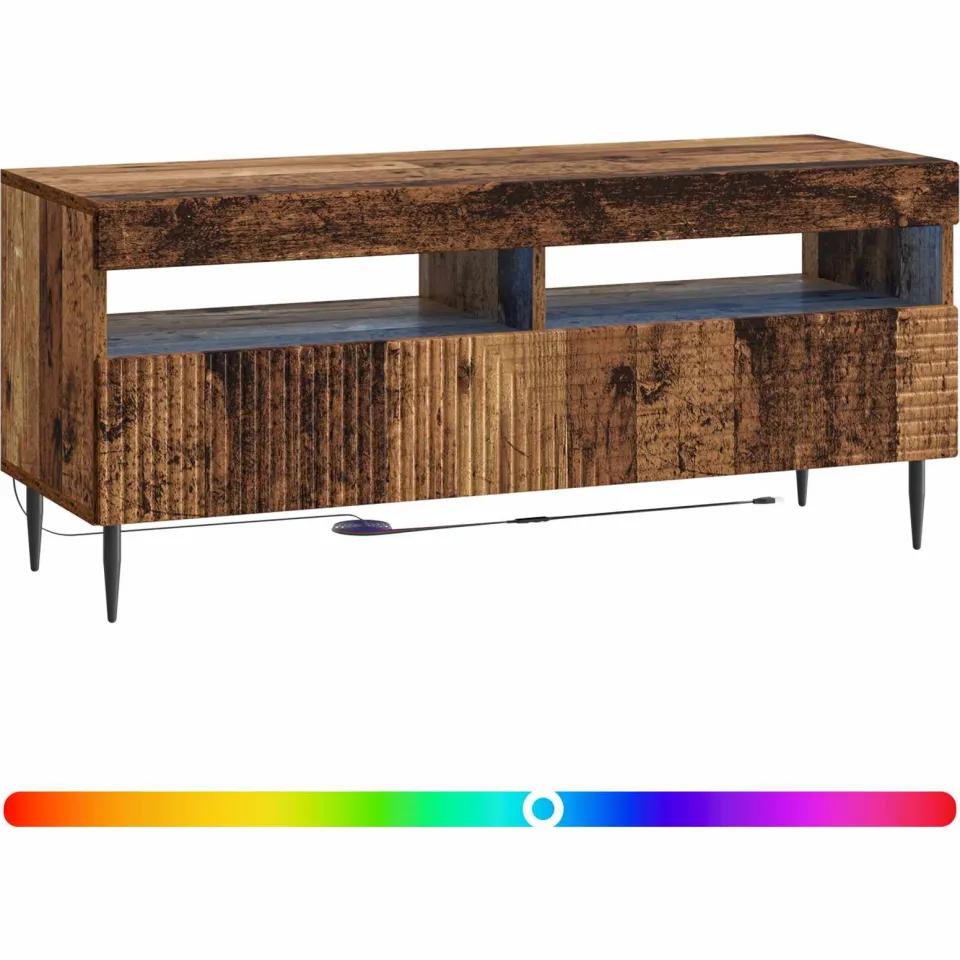 vidaXL LED tv-meubel HAARLEM 100 x 35 x 43 cm Oud hout Bewerkt hout Bruin