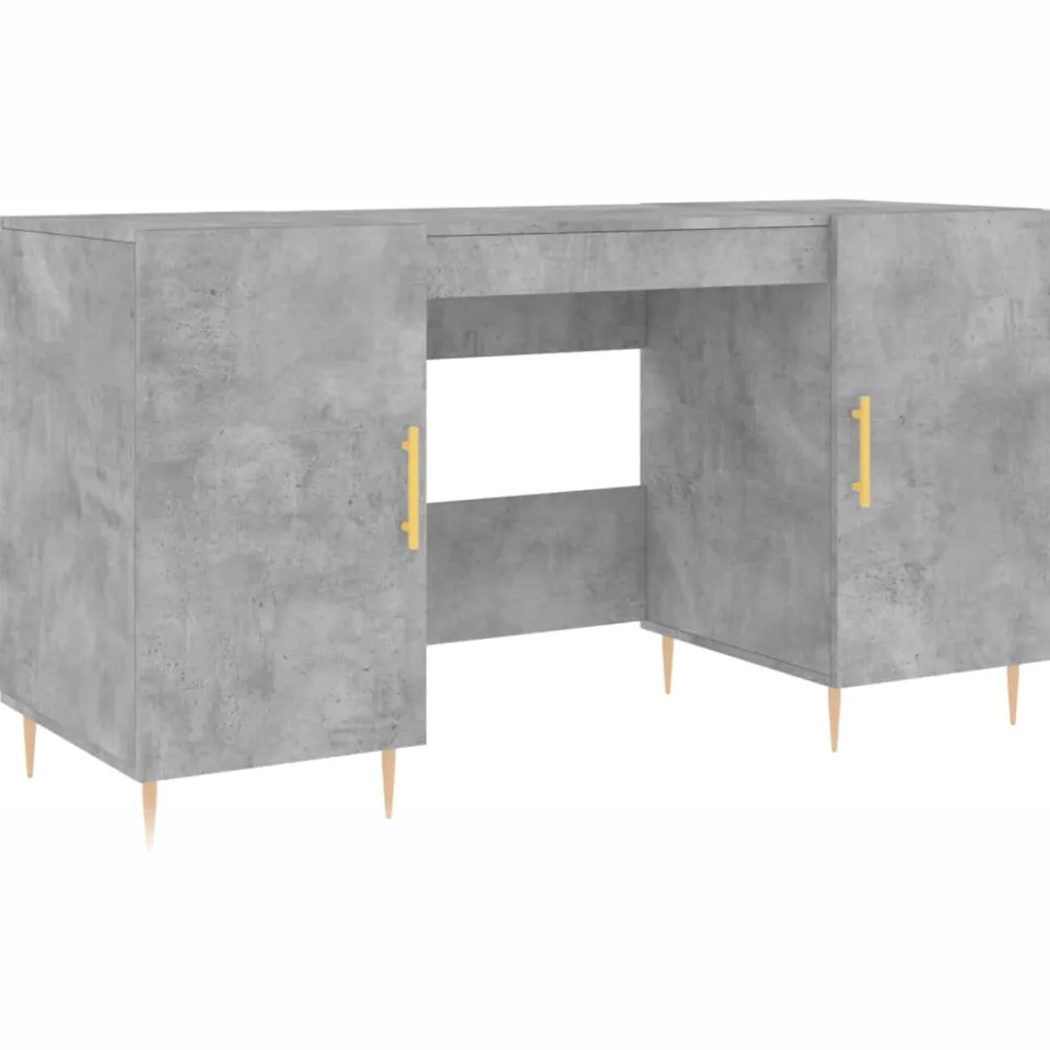 vidaXL Bureau 140x50x75 cm bewerkt hout betongrijs grijs, foto 3