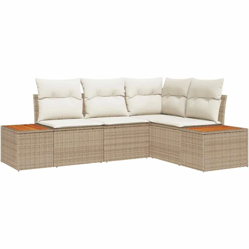 vidaXL Tuinbankenset 5 st Beige Poly riet, foto 4