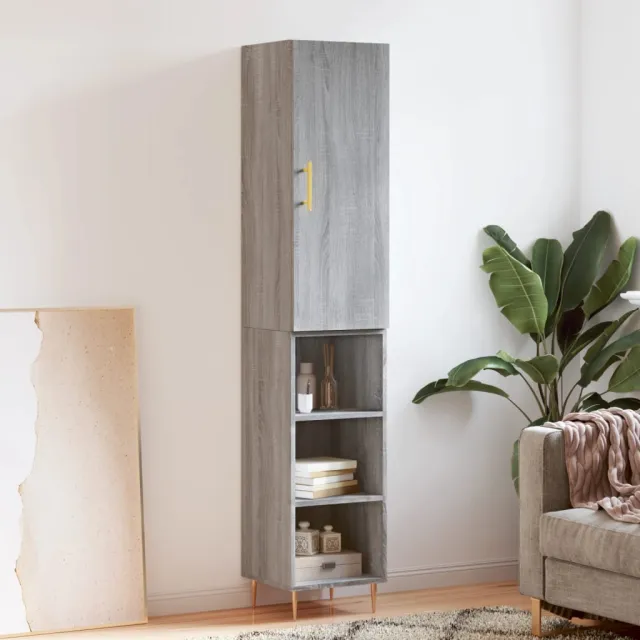 vidaXL Hoge kast 34,5x34x180 cm bewerkt hout grijs sonoma eikenkleurig, foto 2