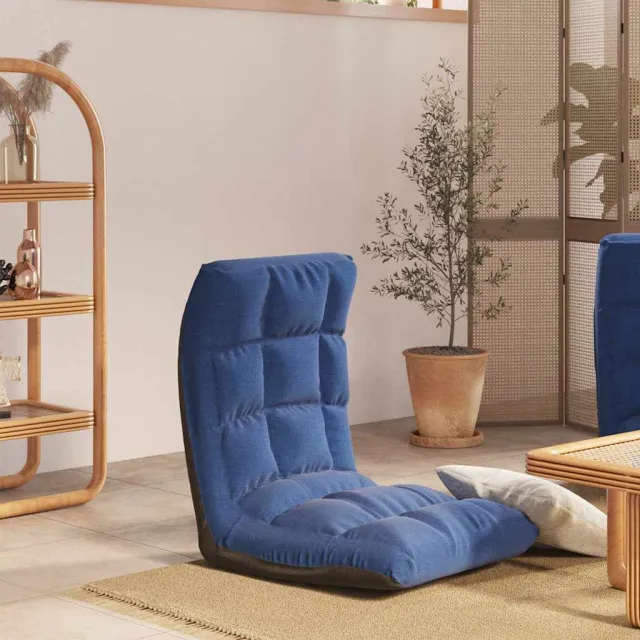 vidaXL Vloerstoel inklapbaar stof blauw, foto 2