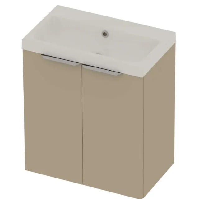 Basic-Line Pretty 36 Badmeubelset Polystone Zonder Kraangat 60x36x70 cm Mat Beige Glans Wit