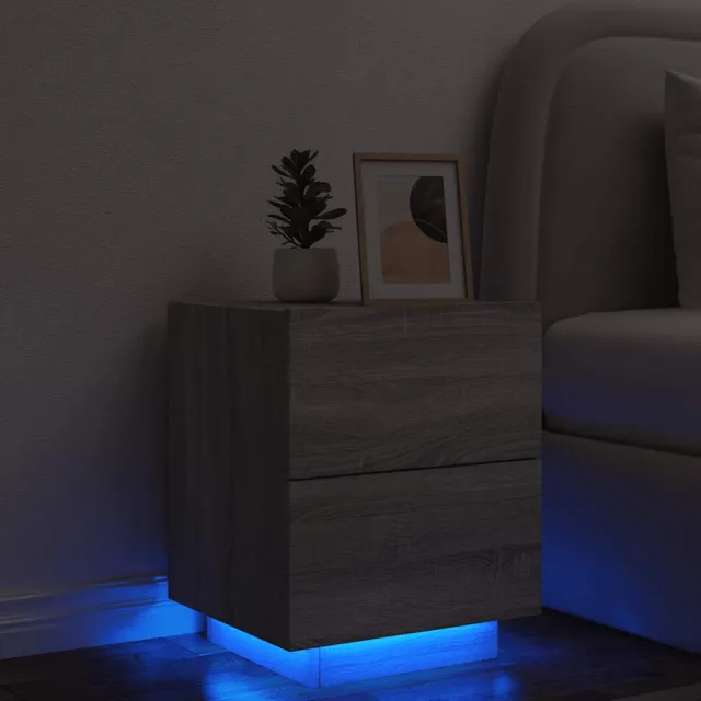 vidaXL Nachtkastje met LED-verlichting bewerkt hout grijs sonoma, foto 2