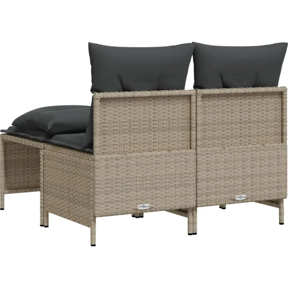 vidaXL 4-delige Loungeset met kussens poly rattan lichtgrijs grijs, foto 4