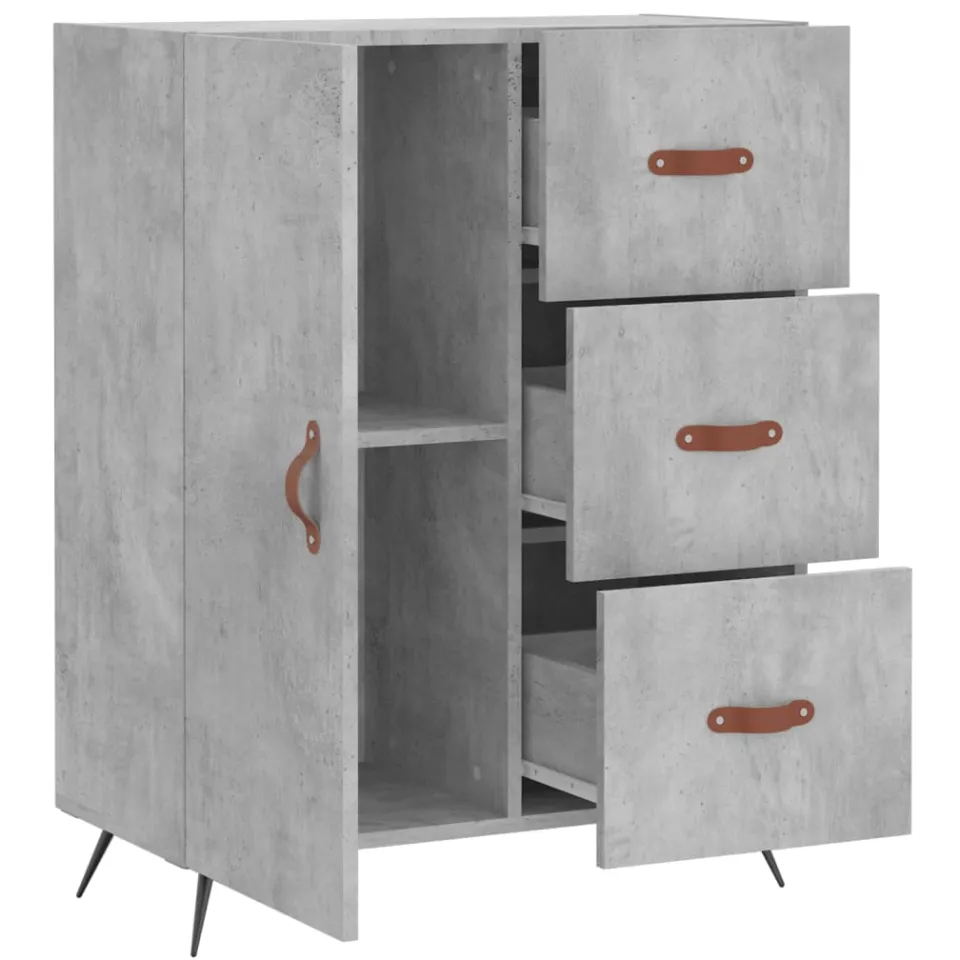 vidaXL Dressoir 69,5x34x90 cm bewerkt hout betongrijs grijs, foto 4