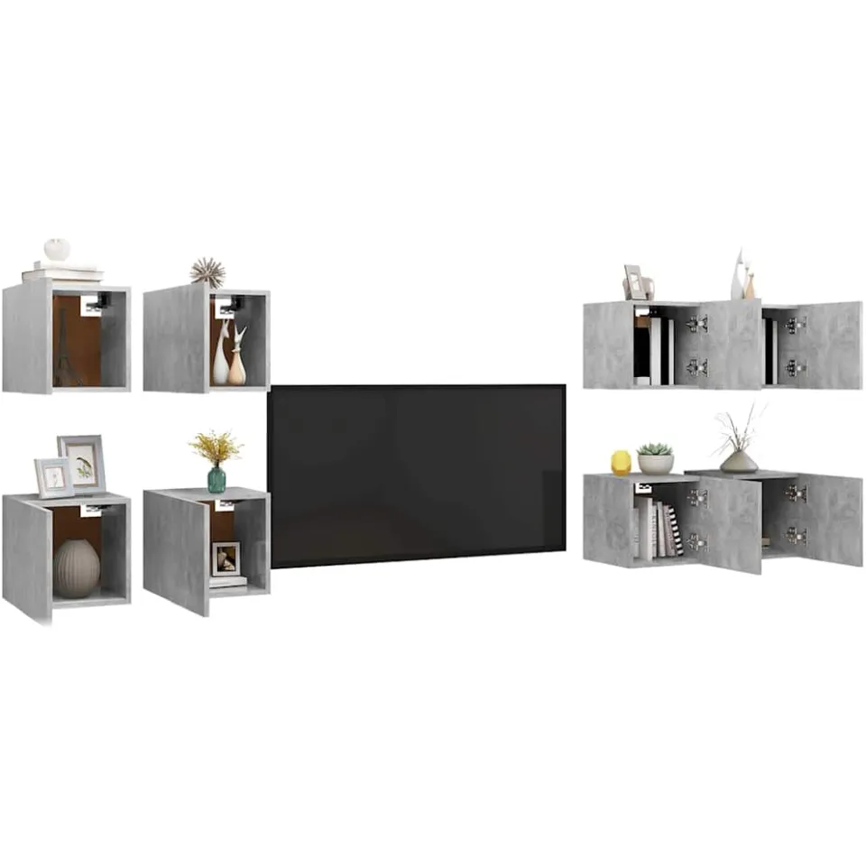 vidaXL Tv-wandmeubelen 8 st 30,5x30x30 cm betongrijs grijs, foto 4