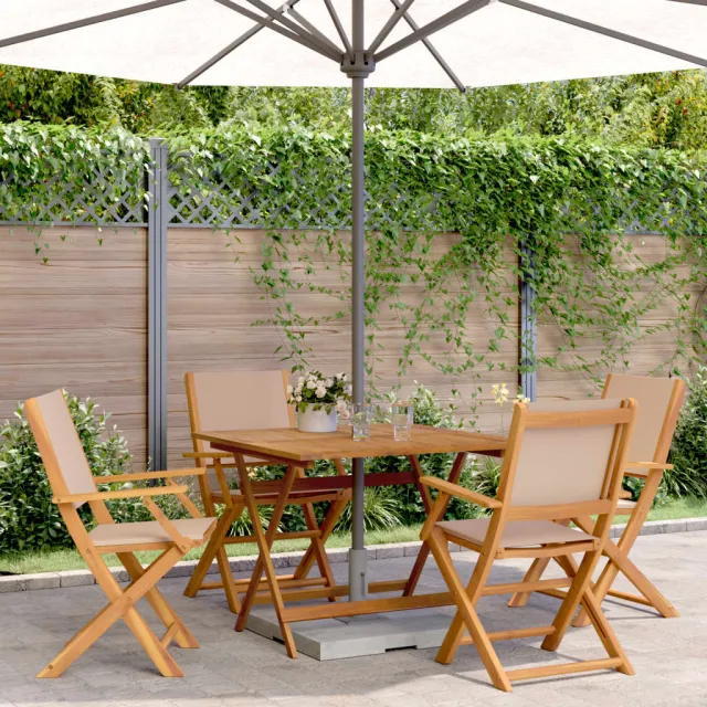 vidaXL 5-delige Tuinset massief hout en stof taupe, foto 2