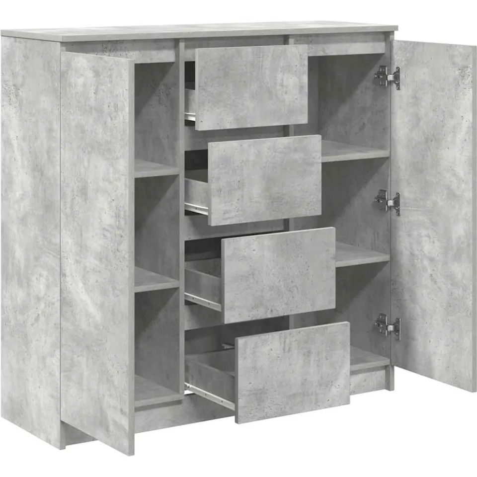 vidaXL Dressoir met lades 100,5x35x98,5 cm spaanplaat betongrijs grijs, foto 4