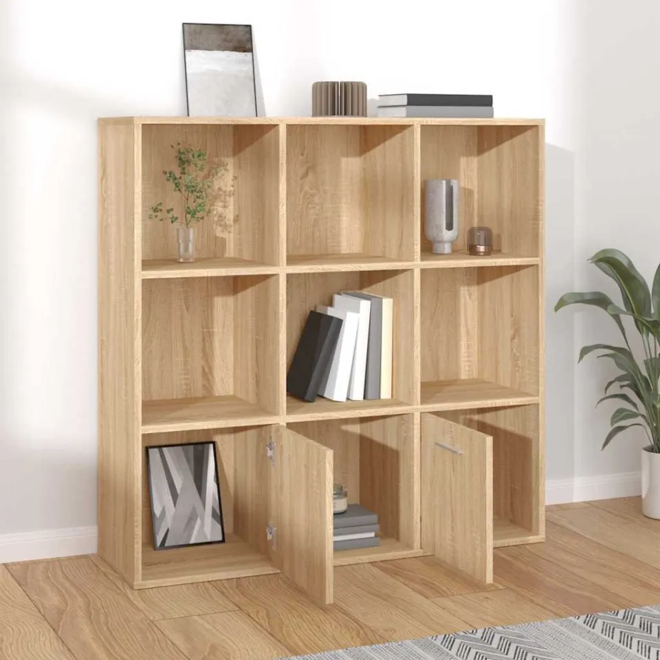 vidaXL Boekenkast 98x30x98 cm bewerkt hout sonoma eikenkleurig, foto 3