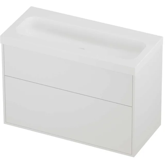 Proline Haga Badmeubelset Polystone Mezza Zonder Kraangat 100x46x73 cm Mat Wit Mat White