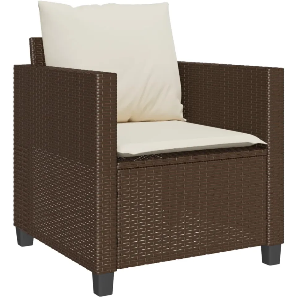 vidaXL 3-delige Bistroset met kussens poly rattan bruin, foto 3