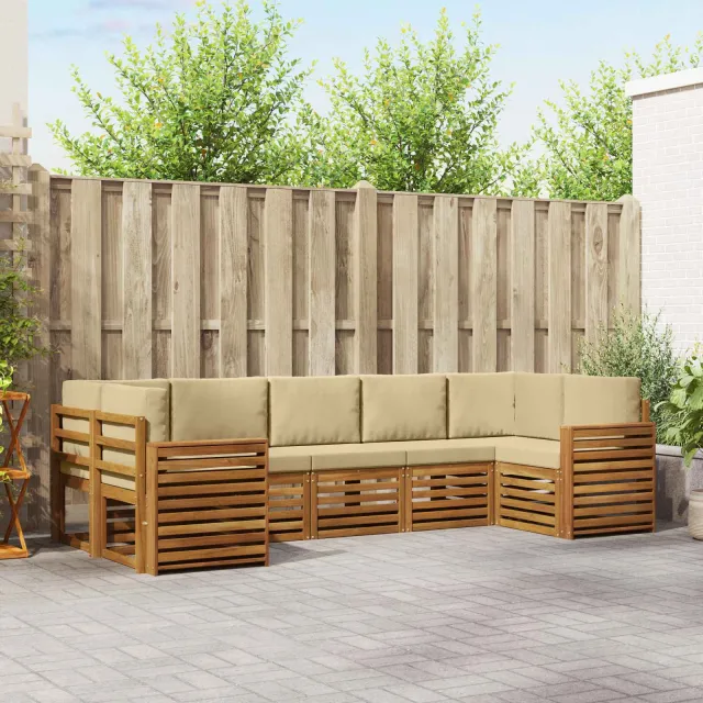 vidaXL Buiten bankenset 7 st 7-zits Natuurlijk en Beige
