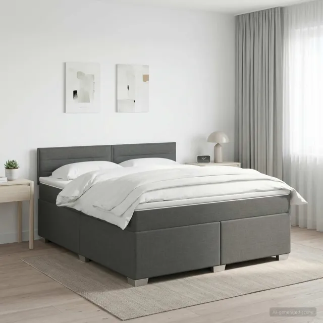 vidaXL Boxspringbed met matras Donkergrijs 160 x 200 cm Stof
