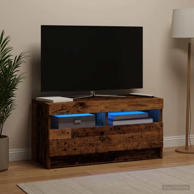 vidaXL LED tv-meubel Oud hout Bewerkt hout bruin, foto 2