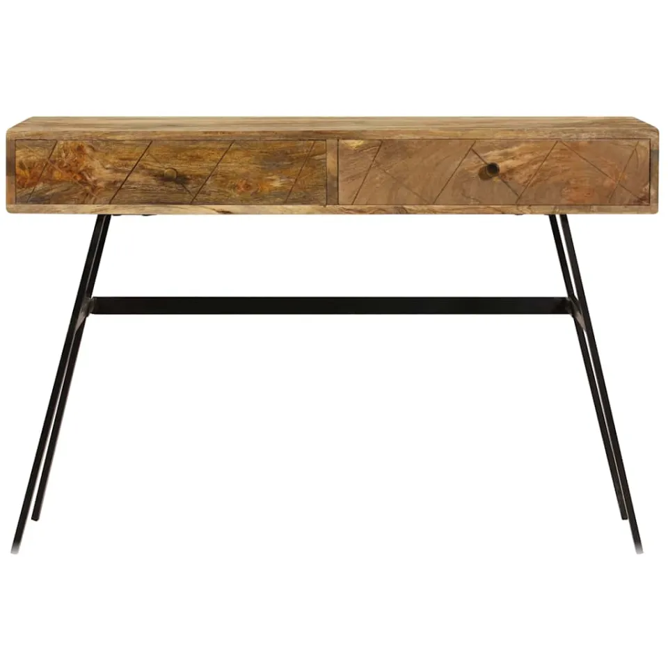 vidaXL Schrijftafel met lades 110x50x76 cm massief mangohout bruin, foto 2