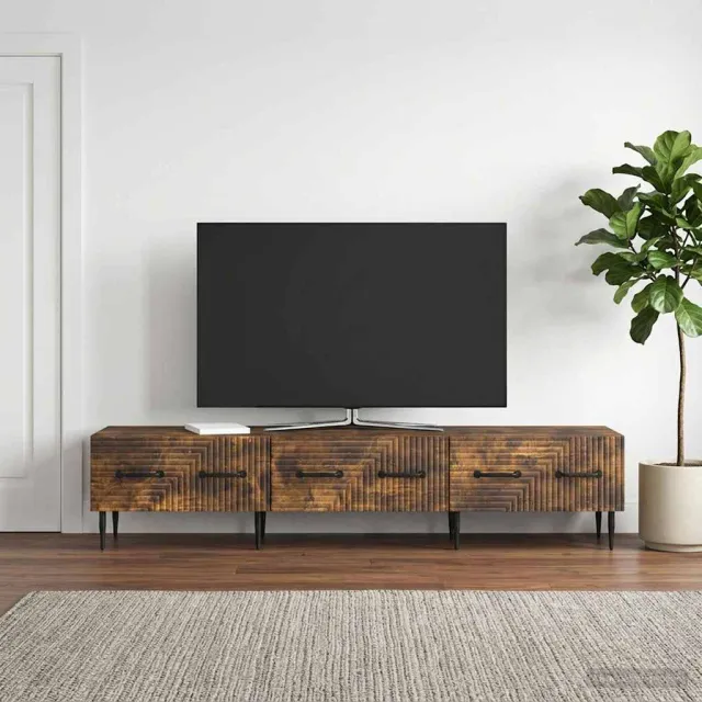 vidaXL TV-kast met lade Gerookt eiken 147 x 34,5 x 30 cm Bewerkt hout, foto 2