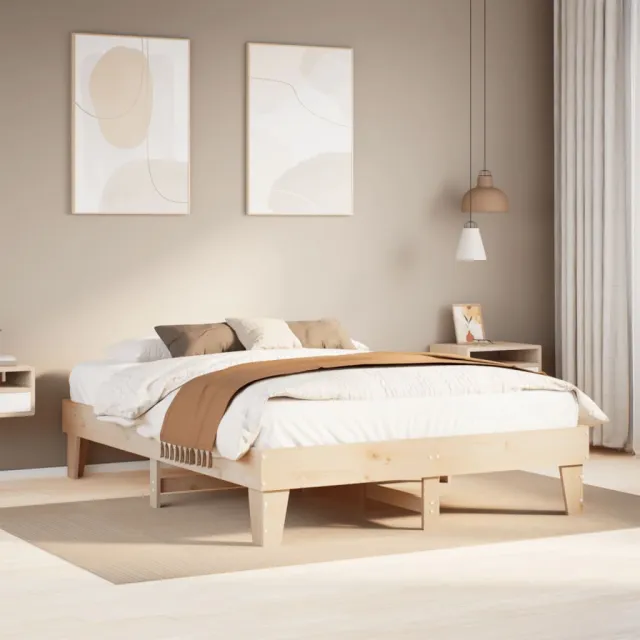vidaXL Bedframe zonder matras massief grenenhout 150x200 cm bruin