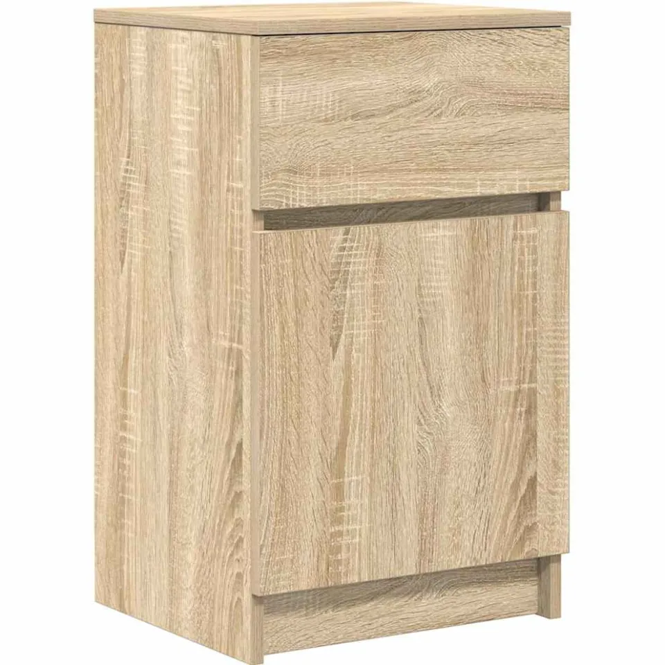 vidaXL Nachtkastje 39x35x65 cm bewerkt hout sonoma eikenkleurig Zwart