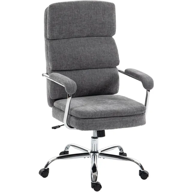 Homona Bureaustoel met armleuningen - In hoogte verstelbaar en 360° draaibaar - 65 x 72,5 x 110-118 cm - Grijs