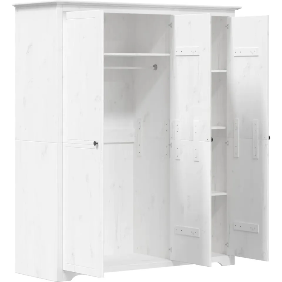 vidaXL Kledingkast BODO 146x53,5x173 cm massief grenenhout wit, foto 4