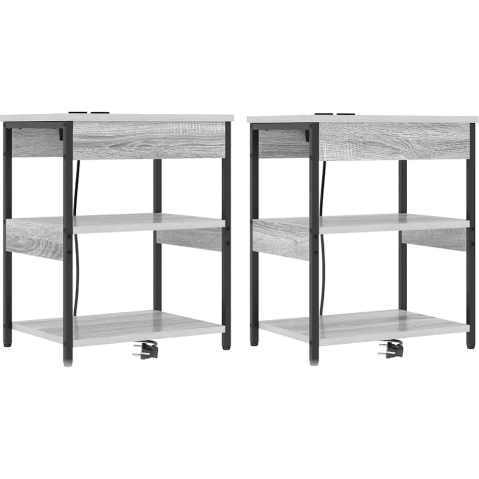 vidaXL Nachtkastje 2 st Grijs Sonoma 41 x 31 x 51 cm Bewerkt hout, foto 3