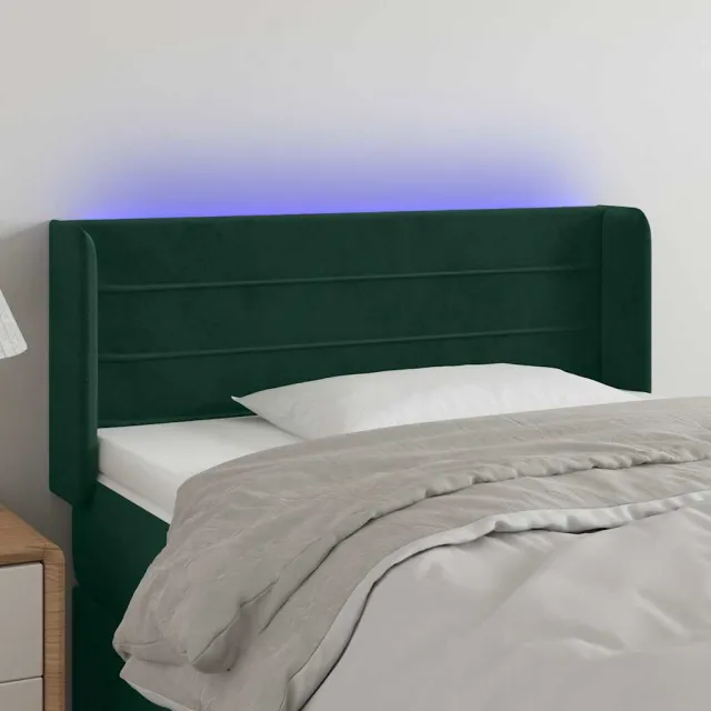 vidaXL Hoofdbord LED 83x16x78/88 cm fluweel donkergroen groen