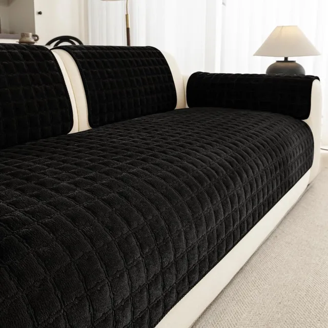 Yashumito Bankhoes van Flanel - 70 x 120 cm - Zwart - Antislip - Wasbaar - Universele Meubelbeschermer voor 2-3-4 Zitsbank - Per Stuk