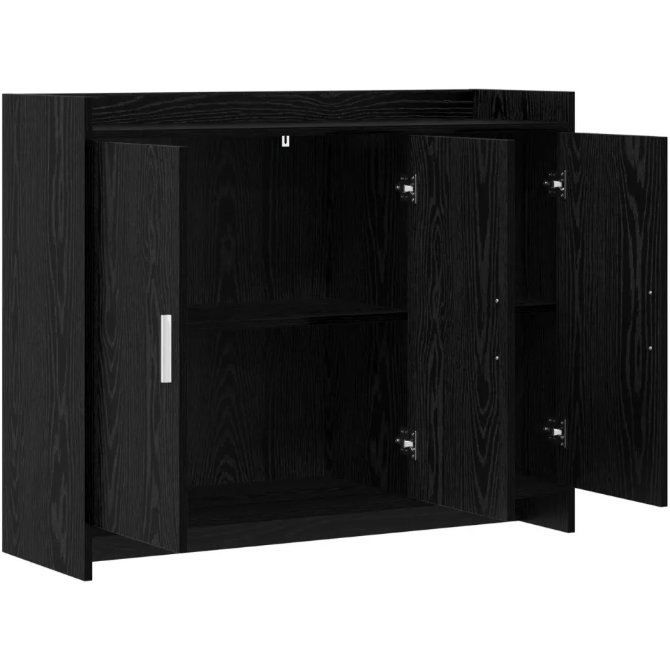 vidaXL Dressoir Zwart eiken 98,5 x 33 x 80 cm Bewerkt hout, foto 4