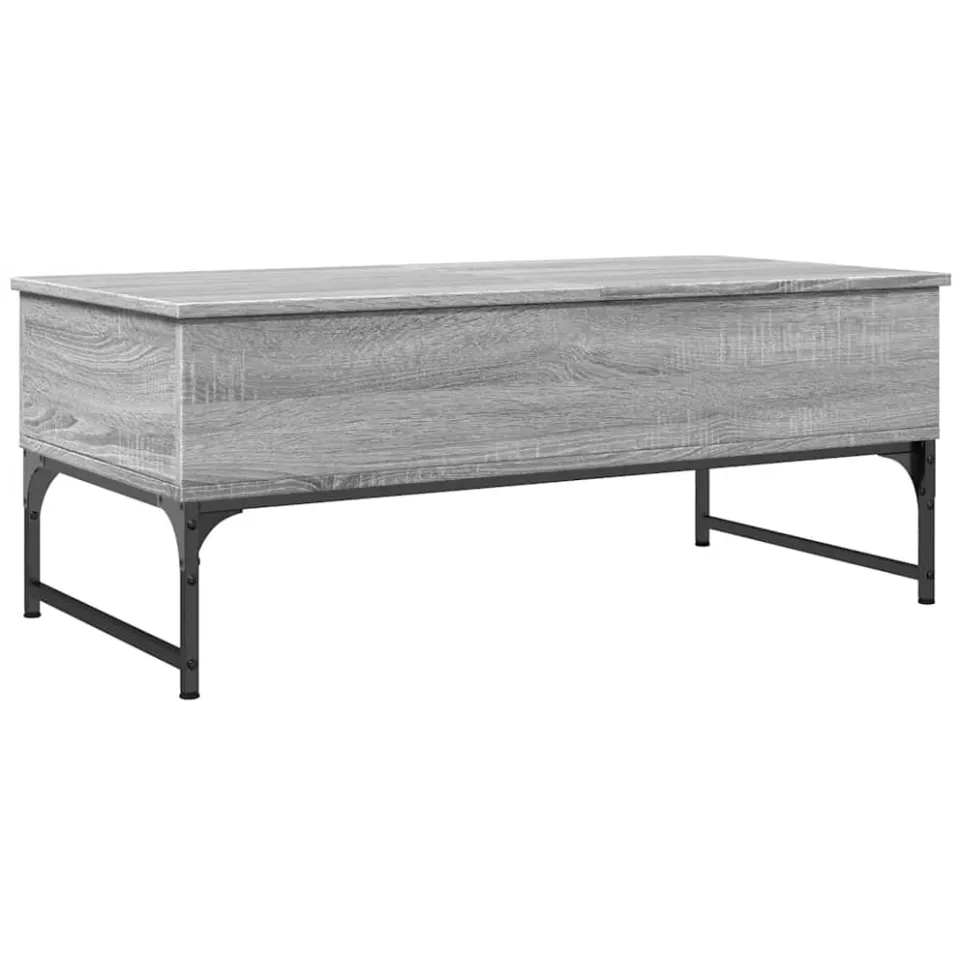 vidaXL Salontafel 100x50x40 cm bewerkt hout en metaal grijs sonoma